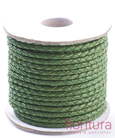 RZEMIEŃ OKRĄGŁY PLECIONY SKÓRA NATURALNA 3MM KOLOR GREEN
