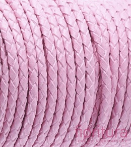 RZEMIEŃ OKRĄGŁY PLECIONY SKÓRA NATURALNA 3MM KOLOR PEARL PINK
