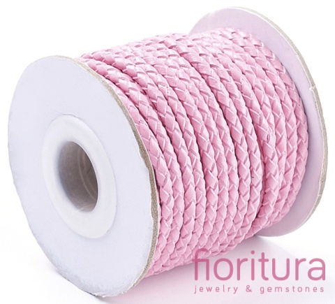 RZEMIEŃ OKRĄGŁY PLECIONY SKÓRA NATURALNA 3MM KOLOR PEARL PINK