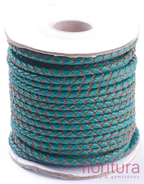 RZEMIEŃ OKRĄGŁY PLECIONY SKÓRA NATURALNA 3MM KOLOR CADET BLUE