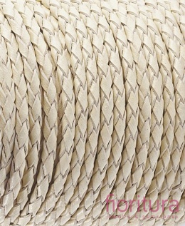 RZEMIEŃ OKRĄGŁY PLECIONY SKÓRA NATURALNA 3MM KOLOR LIGHT YELLOW