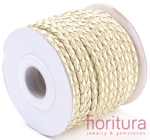 RZEMIEŃ OKRĄGŁY PLECIONY SKÓRA NATURALNA 3MM KOLOR LIGHT YELLOW