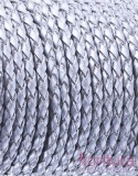 RZEMIEŃ OKRĄGŁY PLECIONY SKÓRA NATURALNA 3MM KOLOR SILVER