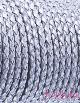 RZEMIEŃ OKRĄGŁY PLECIONY SKÓRA NATURALNA 3MM KOLOR SILVER
