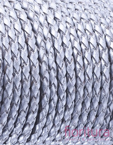 RZEMIEŃ OKRĄGŁY PLECIONY SKÓRA NATURALNA 3MM KOLOR SILVER