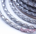 RZEMIEŃ OKRĄGŁY PLECIONY SKÓRA NATURALNA 3MM KOLOR SILVER