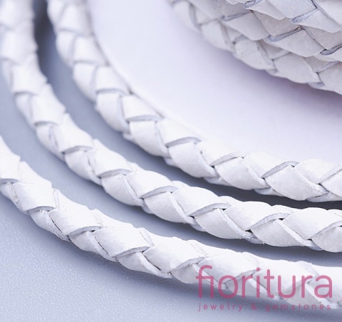 RZEMIEŃ OKRĄGŁY PLECIONY SKÓRA NATURALNA 3MM KOLOR WHITE