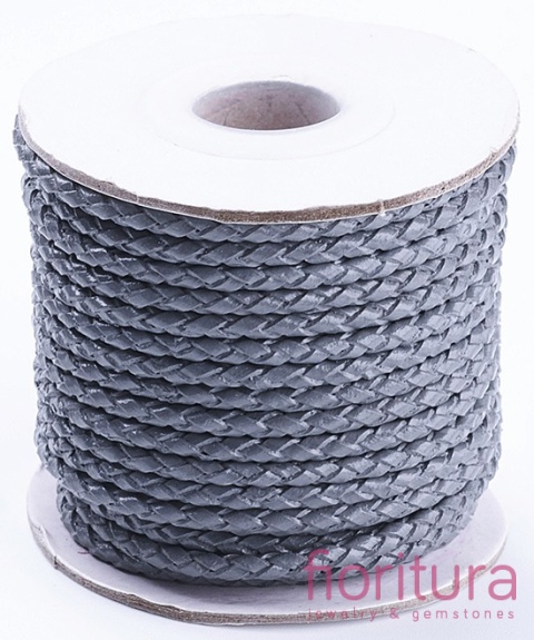 RZEMIEŃ OKRĄGŁY PLECIONY SKÓRA NATURALNA 3MM KOLOR GRAY