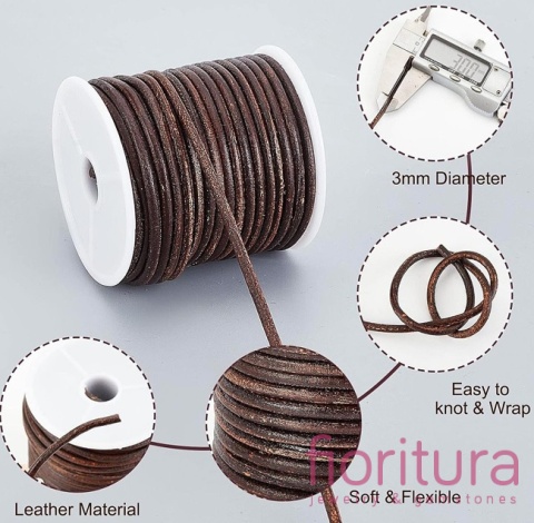 RZEMIEŃ OKRĄGŁY SKÓRA NATURALNA 3MM KOLOR SADDLE BROWN