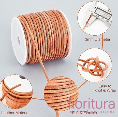 RZEMIEŃ OKRĄGŁY SKÓRA NATURALNA 3MM KOLOR BURLY WOOD