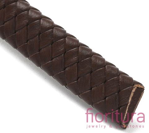 RZEMIEŃ PŁASKI PLECIONY SKÓRA NATURALNA 10x5MM KOLOR COCONUT BROWN
