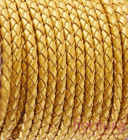RZEMIEŃ OKRĄGŁY PLECIONY SKÓRA NATURALNA 3MM KOLOR GOLD