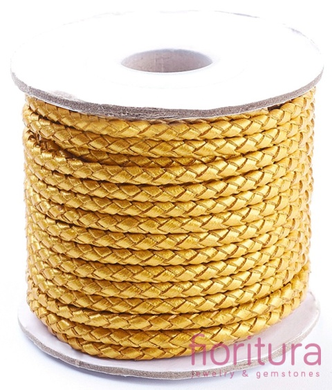 RZEMIEŃ OKRĄGŁY PLECIONY SKÓRA NATURALNA 3MM KOLOR GOLD