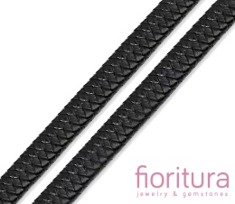 RZEMIEŃ PŁASKI PLECIONY SKÓRA NATURALNA 10x5MM KOLOR BLACK