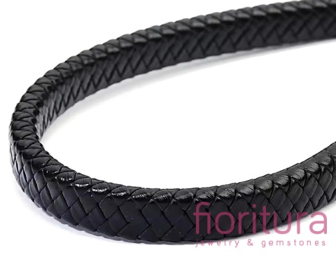 RZEMIEŃ PŁASKI PLECIONY SKÓRA NATURALNA 10x5MM KOLOR BLACK
