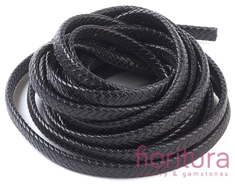 RZEMIEŃ PŁASKI PLECIONY SKÓRA NATURALNA 10x5MM KOLOR BLACK