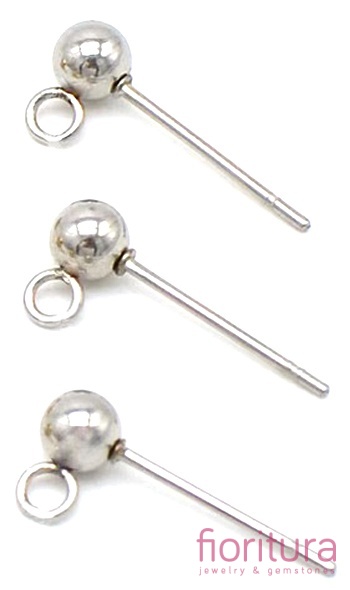 SZTYFTY Z KULKĄ I OCZKIEM DO PODWIESZANIA 15x4MM KOLOR STARE SREBRO