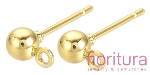 SZTYFTY Z KULKĄ I OCZKIEM DO PODWIESZANIA 4x14MM KOLOR ZŁOTY