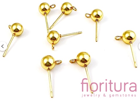 SZTYFTY Z KULKĄ I OCZKIEM DO PODWIESZANIA 4x14MM KOLOR ZŁOTY