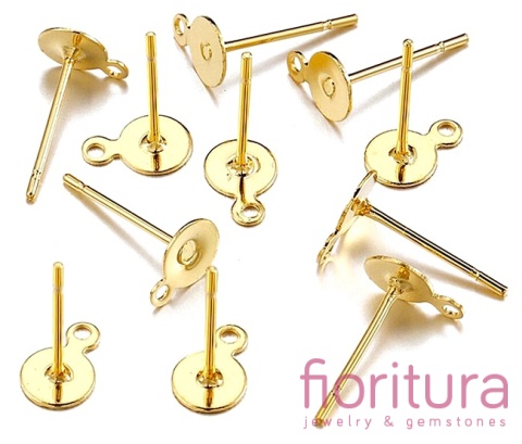 SZTYFTY Z PŁASKĄ BLASZKĄ 8MM I OCZKIEM DO PODWIESZANIA KOLOR ZŁOTY