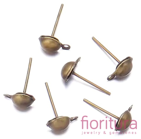 SZTYFTY Z PÓŁKULĄ I OCZKIEM DO PODWIESZANIA 15x4x6,5MM KOLOR STARE ZŁOTO