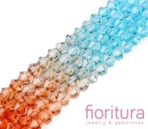 KORALIKI SZKLANE FASETOWANE BICON 4,5x4MM KOLOR MIESZANY CIENIOWANY