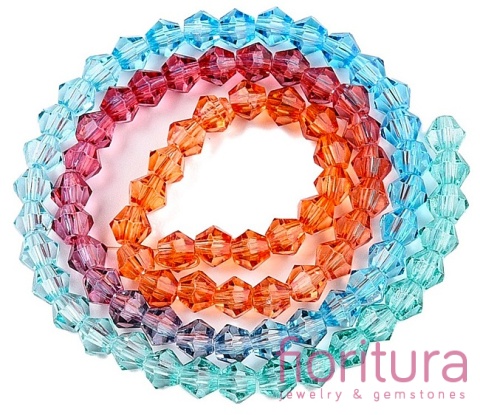 KORALIKI SZKLANE FASETOWANE BICON 4,5x4MM KOLOR MIESZANY CIENIOWANY