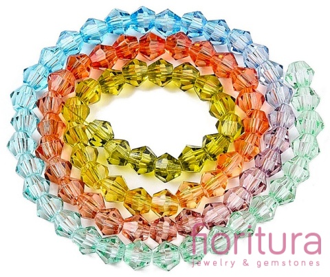 KORALIKI SZKLANE FASETOWANE BICON 4,5x4MM KOLOR MIESZANY CIENIOWANY