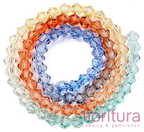 KORALIKI SZKLANE FASETOWANE BICON 4,5x4MM KOLOR MIESZANY CIENIOWANY