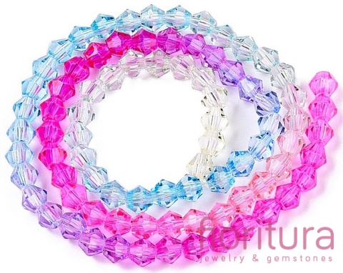 KORALIKI SZKLANE FASETOWANE BICON 4,5x4MM KOLOR MIESZANY CIENIOWANY