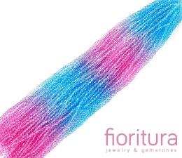 KORALIKI SZKLANE FASETOWANE BICON 4,5x4MM KOLOR NIEBIESKI/RÓŻOWY CIENIOWANY