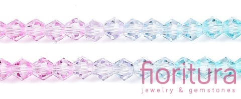 KORALIKI SZKLANE FASETOWANE BICON 4,5x4MM KOLOR NIEBIESKI/RÓŻOWY CIENIOWANY