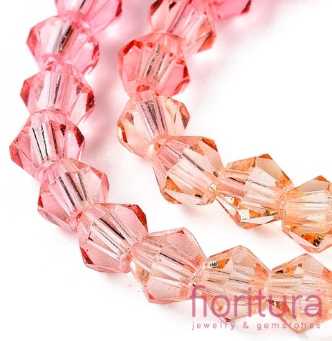 KORALIKI SZKLANE FASETOWANE BICON 4,5x4MM KOLOR CZERWONY/ŻÓŁTY CIENIOWANY