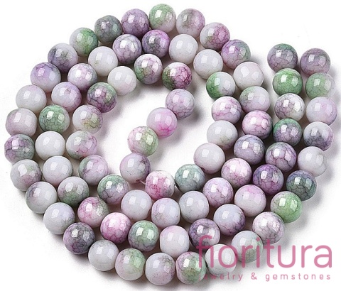 KORALIKI SZKLANE CRACLE IMITACJA KAMIENI PÓŁSZLACHETNYCH KULA 8MM KOLOR PLUM GREEN AB