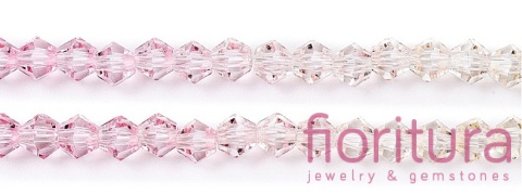 KORALIKI SZKLANE FASETOWANE BICON 4,5x4MM KOLOR RÓŻOWY/ŻÓŁTY CIENIOWANY