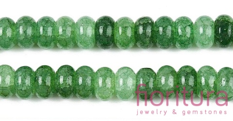 KORALIKI SZKLANE CRACLE IMITACJA PERIDOTU OPONKA 8-8,5x4,5-5MM KOLOR SEA GREEN CIENIOWANY 