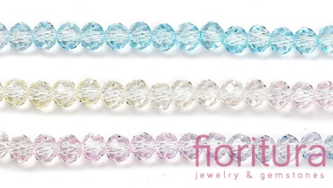 KORALIKI SZKLANE OPONKA FASETOWANA 4,5x3,6MM KOLOR MIESZANY CIENIOWANY TRANSPARENTNY