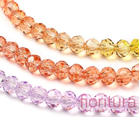 KORALIKI SZKLANE OPONKA FASETOWANA 4,5x3,6MM KOLOR MIESZANY CIENIOWANY TRANSPARENTNY
