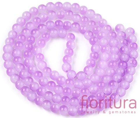 KORALIKI SZKLANE IMITACJA JADEITU KULA 8MM KOLOR ORCHID CIENIOWANY 
