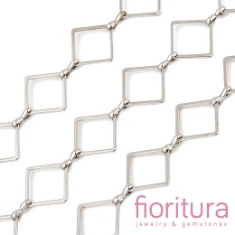 ŁAŃCUSZEK OZDOBNY  Z OGNIWAMI W KSZTAŁCIE ROMBÓW 16x16x1MM KOLOR PLATINUM