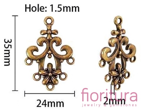 PODSTAWA KOLCZYKA KWIAT 35x24x2MM KOLOR ANTYCZNE ZŁOTO