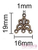 PODSTAWA KOLCZYKA, ROZDZIELACZ 19x16x2MM KOLOR STARE ZŁOTO