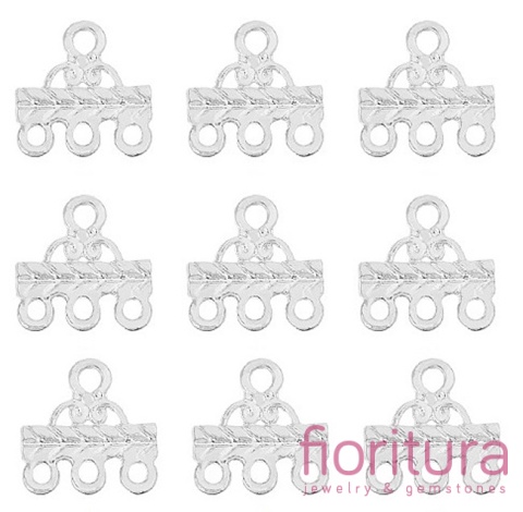 ROZDZIELACZ NA TRZY PODSTAWA KOLCZYKA 13,5x13x1,5MM KOLOR SREBRNY