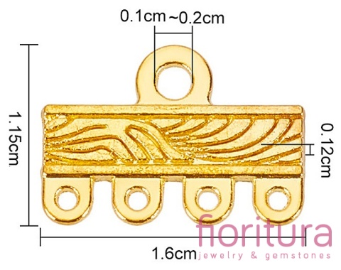 ROZDZIELACZ NA CZTERY PODSTAWA KOLCZYKA 11,5x16x1MM KOLOR ZŁOTY