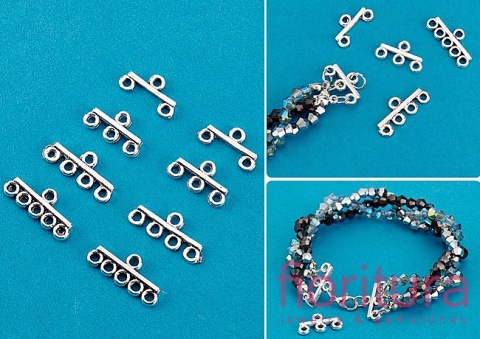 ROZDZIELACZ NA TRZY PODSTAWA KOLCZYKA 8,5x15,5x2MM KOLOR STARE SREBRO