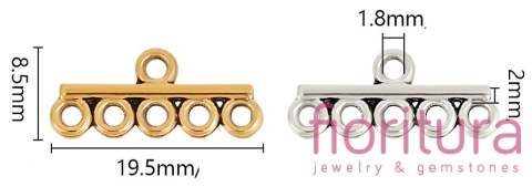 ROZDZIELACZ NA PIĘĆ PODSTAWA KOLCZYKA 8,5x19,5x2MM KOLOR STARE SREBRO