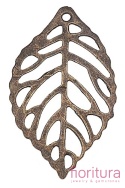 BAZA, ŁĄCZNIK,ZAWIESZKA FILIGRAN LIŚĆ 34x20x0,2MM KOLOR STARE ZŁOTO