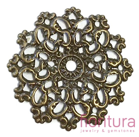 BAZA, ŁĄCZNIK,ZAWIESZKA FILIGRAN KWIAT 30x2MM KOLOR STARE ZŁOTO 