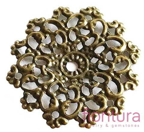 BAZA, ŁĄCZNIK,ZAWIESZKA FILIGRAN KWIAT 30x2MM KOLOR STARE ZŁOTO 