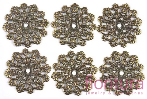 BAZA, ŁĄCZNIK,ZAWIESZKA FILIGRAN KWIAT 30x2MM KOLOR STARE ZŁOTO 